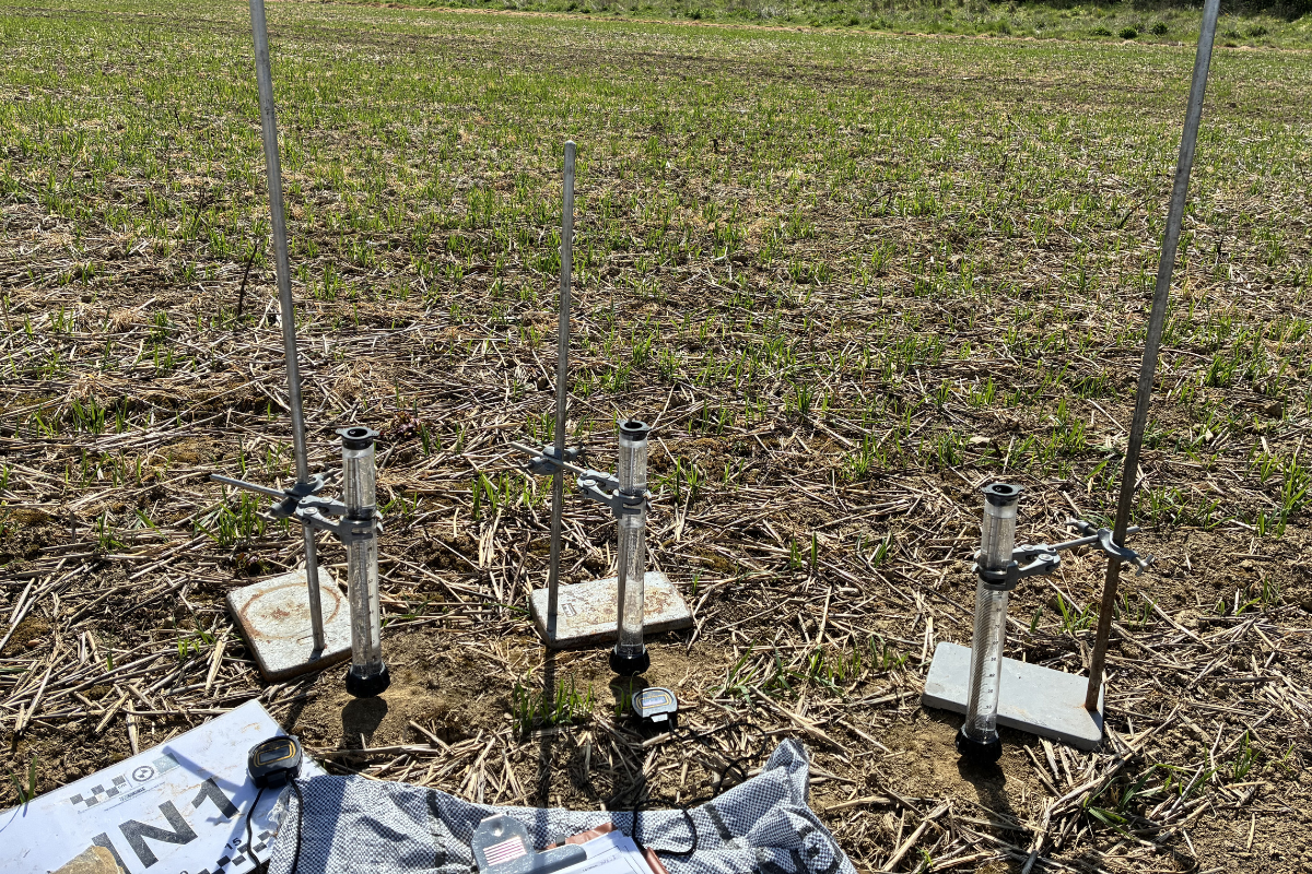 Infiltration test at Upper Milton site in May 2025 (Neeraj Sah, UKCEH)