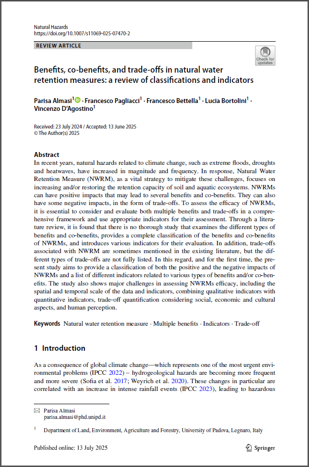Benefits, co‑benefits, and trade‑offs in natural water retention measures: a review of classifications and indicators