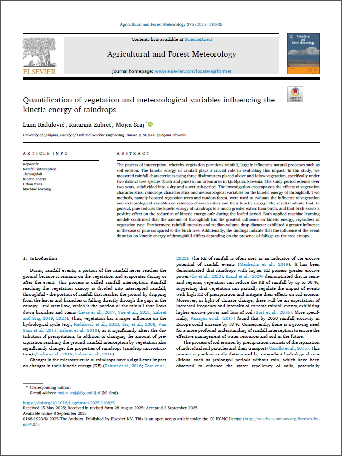 Quantification of vegetation and meteorological variables influencing the kinetic energy of raindrops